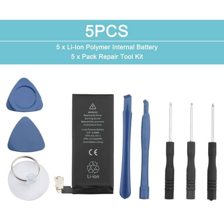 5 PCS 3.7V 1420mAh l iion Polymer Internal b attery For i phone 4 With Tool Kit