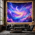 thumbnail image 6 of Crescent Moon in Colorful Nebula Clouds and Stars, Dreamy Fantasy Style for Celestial Art Lovers, Galaxy Wall Art, Housewarming Gift, Tapestry Wall Hanging for Bedroom and Dorm, 6 of 7
