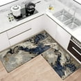 thumbnail image 2 of Modern Abstract Kitchen Mat Set of 2,Modern Farmhouse Kitchen Rugs and Mats Non Skid Washable,Blue Marble Runner Rugs with Rubber Backing for Kitchen Decor and Accessories (17"x47"+17"x30"), 2 of 6