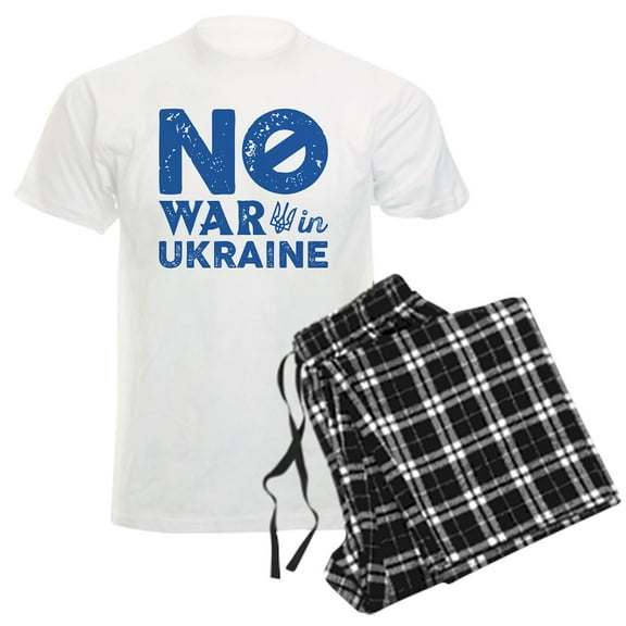 CafePress - No War In Ukraine Men's Light Pajamas - Men's Light Loose Fit Cotton Pajama Set
