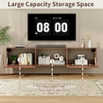 thumbnail image 3 of Hommpa Floating TV Stand for 65/75/80 inch TV, Mid Century Modern Wall Mounted TV Console with Storage Shelf & 2 Slatted Doors, Media Console Entertainment Center for Living Room, Bedroom,Walnut, 3 of 11