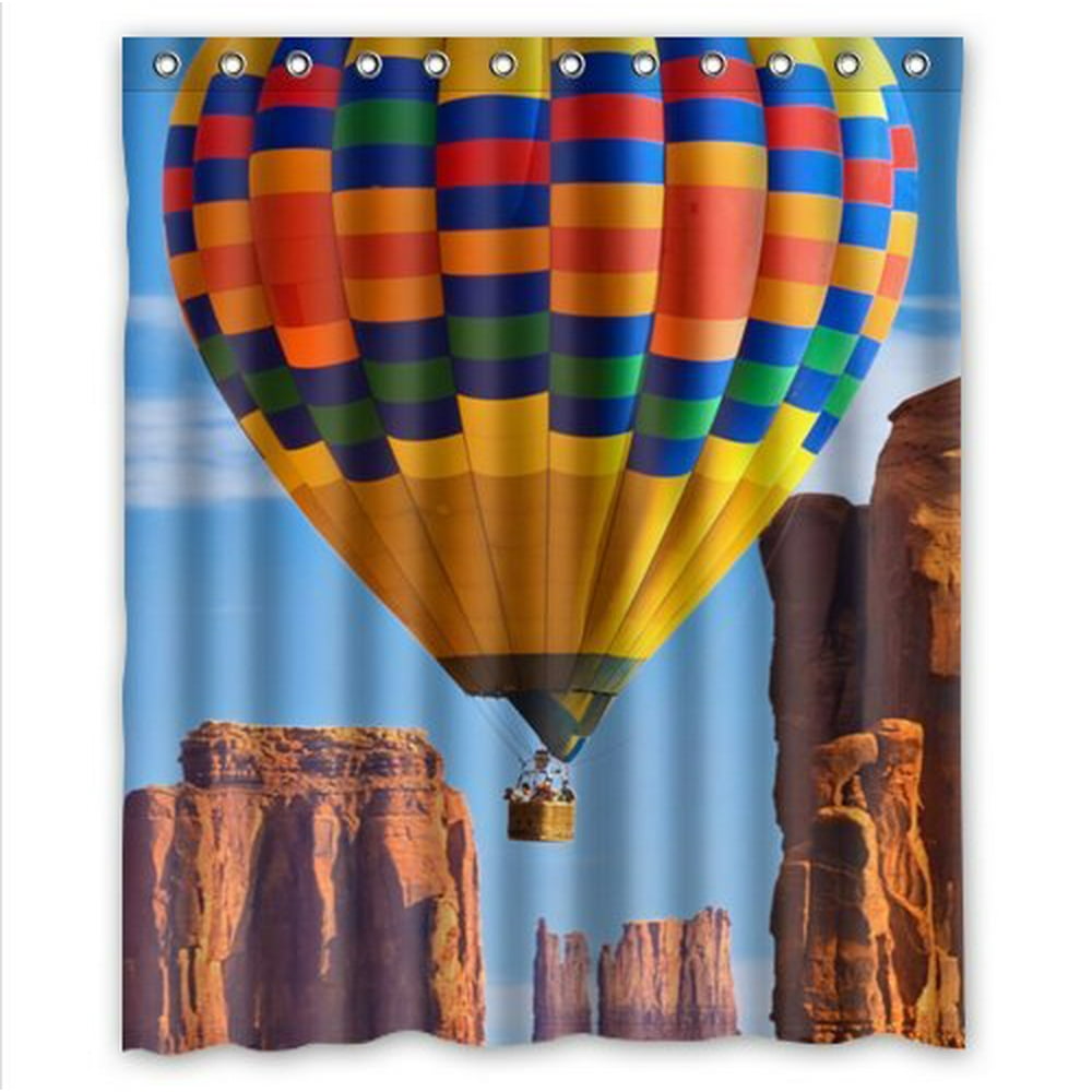 GreenDecor Hot Air Balloon Waterproof Shower Curtain Set with Hooks
