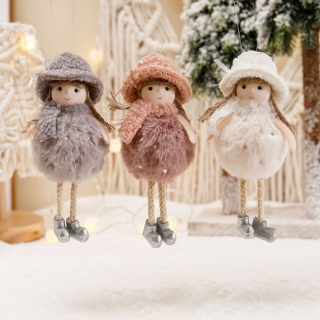 

GROFRY Hanging Ornament Lovely Portable Fabric Christmas Tree Bowknot Five-pointed Girl Doll Toy Pendant for Children