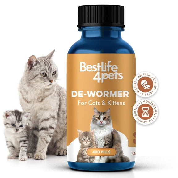 BestLife4Pets Worm Defense for Cats & Kittens - Natural Supplement to Remove Worms Infestation