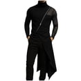 thumbnail image 2 of FRSASU Men's Slim Fit Solid Casual Fashion Patchwork Daily Versatile Outdoor Simple Diagonal Zipper Long-Sleeve Shirt Black, 2 of 9
