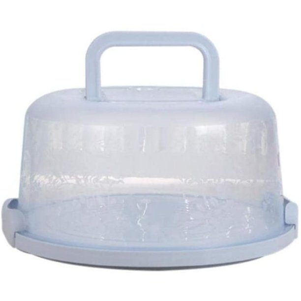 Recipiente redondo para tartas con capota Recipiente para tartas frescas Molde para tartas frescas Caja para tartas Caja de plástico para transporte de tartas (azul) Adepaton LKX-0449