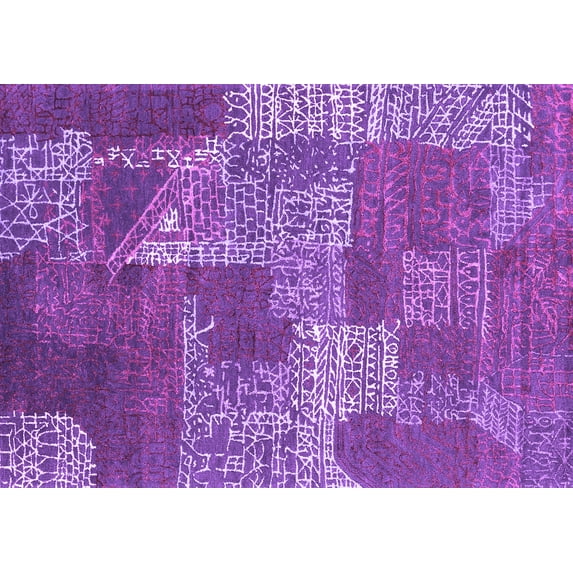 Ahgly Company Indoor Rectangle Patchwork Purple Transitional Area Rugs, 3' x 5'