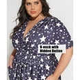 thumbnail image 5 of CASSIE LIZ Plus Size Dresses 3X Summer Midi Womens Sun Dresses Purple White Star Boho Beach Short Sleeve V Neck Loose Fit Spring Party Dresses with Pocket 3XL 22W 24W, 5 of 8
