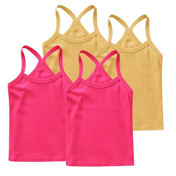 Posijego 4 Pack Camisole Tops for Toddler Girls Basic Undershirts Cotton Shirts Sleeveless Basic Tank Tees