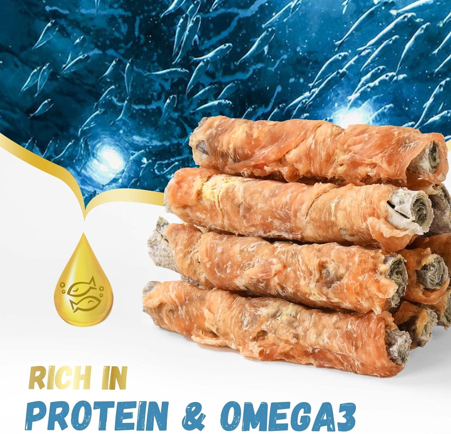 (2 pack) Pawmate Chicken Wrapped Cod Fish Skin Stick Dog Treats, Omega3 Cod Twist Dog Chews, Teeth Cleaning for All Dogs, 11 oz