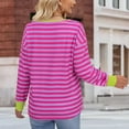 thumbnail image 4 of Wancir Womens Striped Color Block Tops Drawstring V Neck Lace Up Shirts Casual Loose Fit Long Sleeve Pullover Sweatshirts, 4 of 5