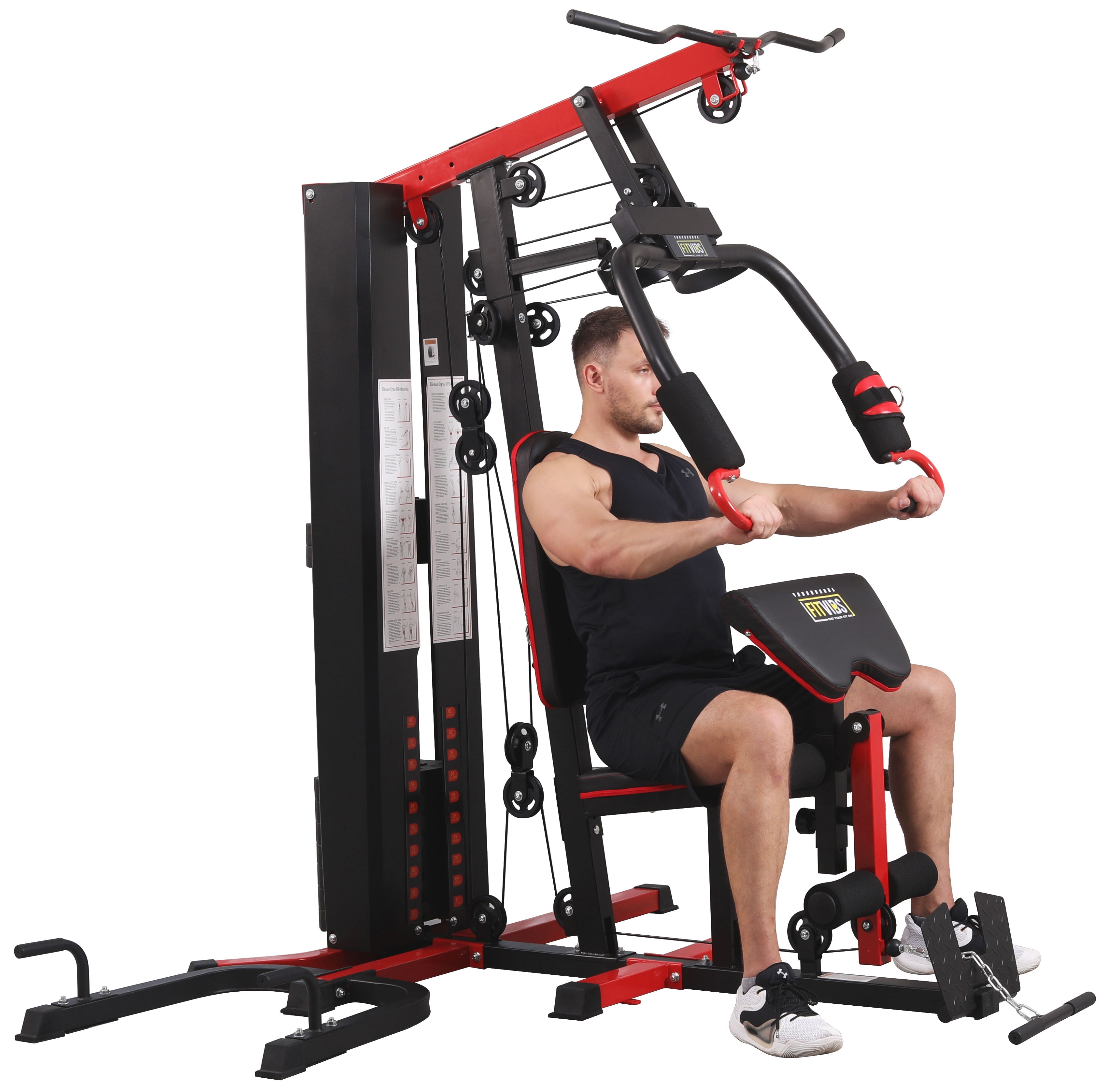 Fitvids LX800 Home Gym System Workout Station with 330 Lbs of 122.5 Lbs Weight Stack, Two Station, Comes with Installation Instruction Video, Ships in 6 Boxes Walmart.com