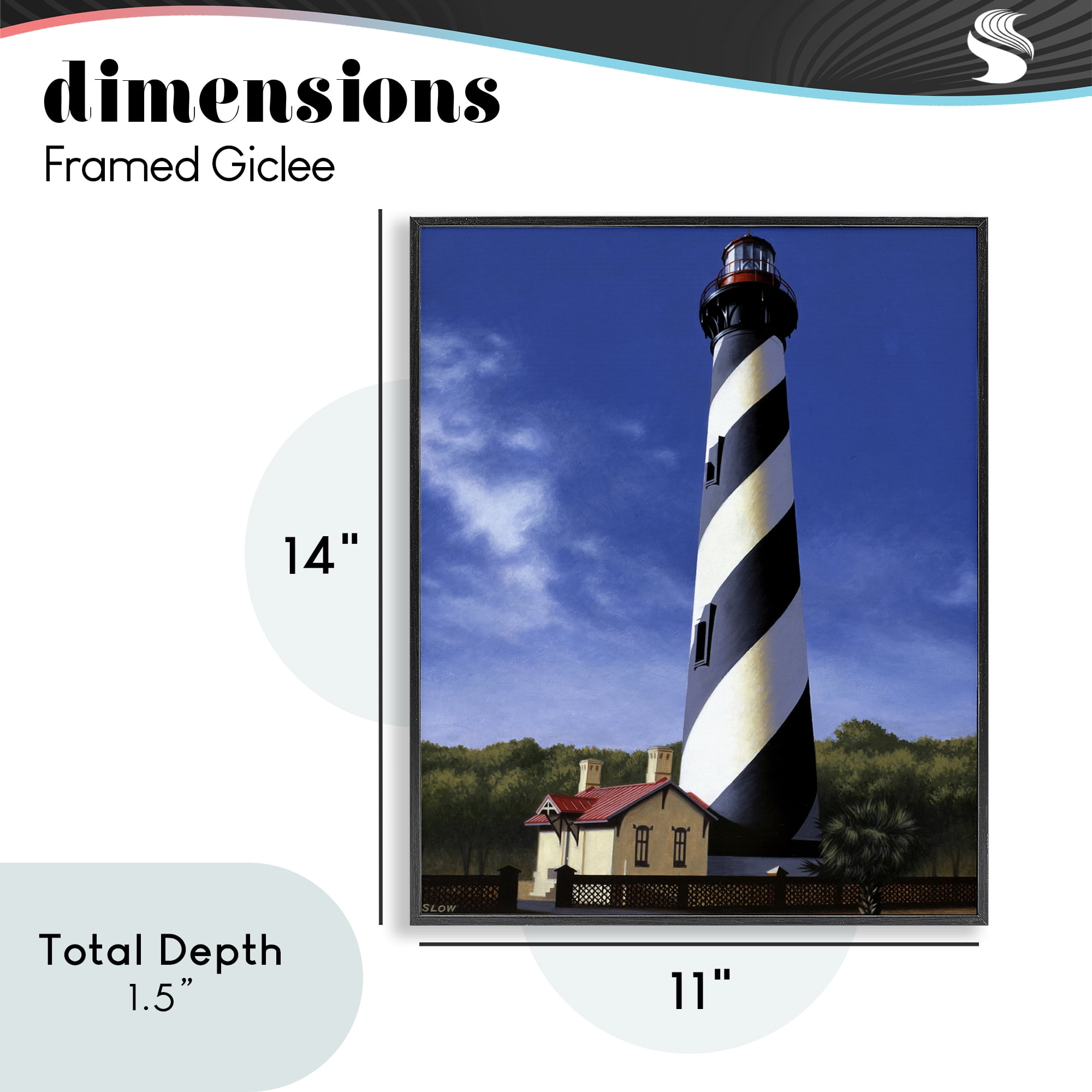 St. Augustine Lighthouse Black Framed Giclee Art, design by Wind River Studios