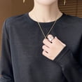 thumbnail image 6 of Long Sleeve Shirts for Women Fashion Soft Lightweight Thin Solid Color Round Neck Basic Loose Tunic Tops, 6 of 7