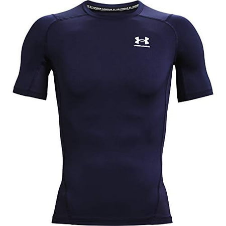 Under Armour Mens Armour HeatGear Compression Short-Sleeve T-Shirt,  Midnight Navy (410)/White, X-Large