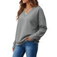 thumbnail image 3 of Evdexr Women's Sweatshirts Drop Shoulder V Neck Loose Fit Fall Winter Lightweight Casual Sweatshirt Plus Size Solid Oversized Trendy Tops S, 3 of 7