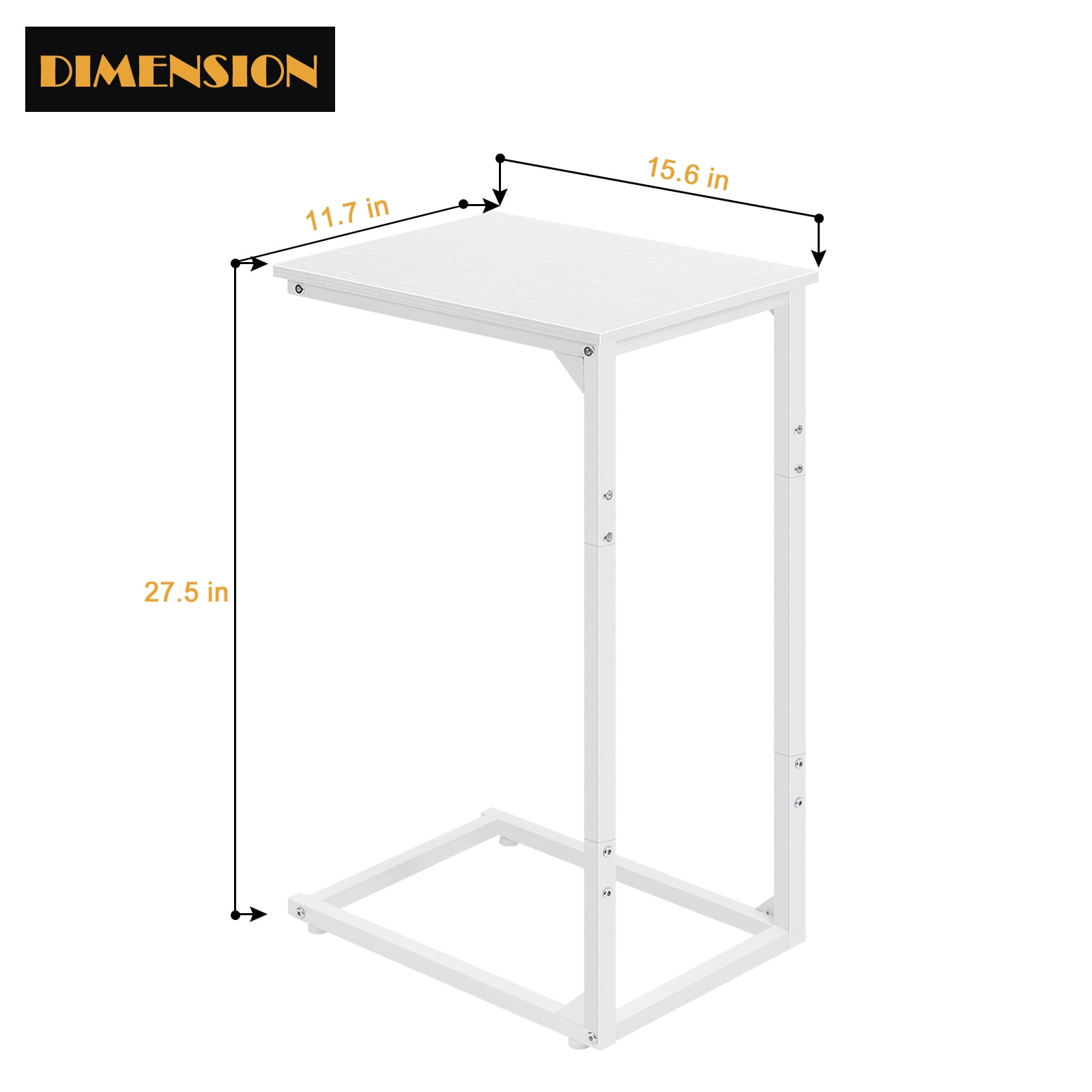 Tall C‑Shaped Side Table, 27.5 Inch Easy‑Assembly C Table for Sofa and Bedside, Single Pack White