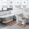 thumbnail image 5 of Burnt Orange Green Bath Mat 3 Piece Bathroom Rug Set, Vintage Abstract Flowers Non Slip Bath Rug Contour Mat and Toilet Lid Cover, Absorbent Shower Mats Soft Bath Rugs and Mats Sets, 5 of 8