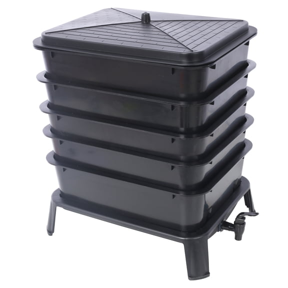 5-Layer Worm Compost Bin, 50L Worm Composter, Easy Setup Inclusive Worm Farm Kit for Recycling Food Waste