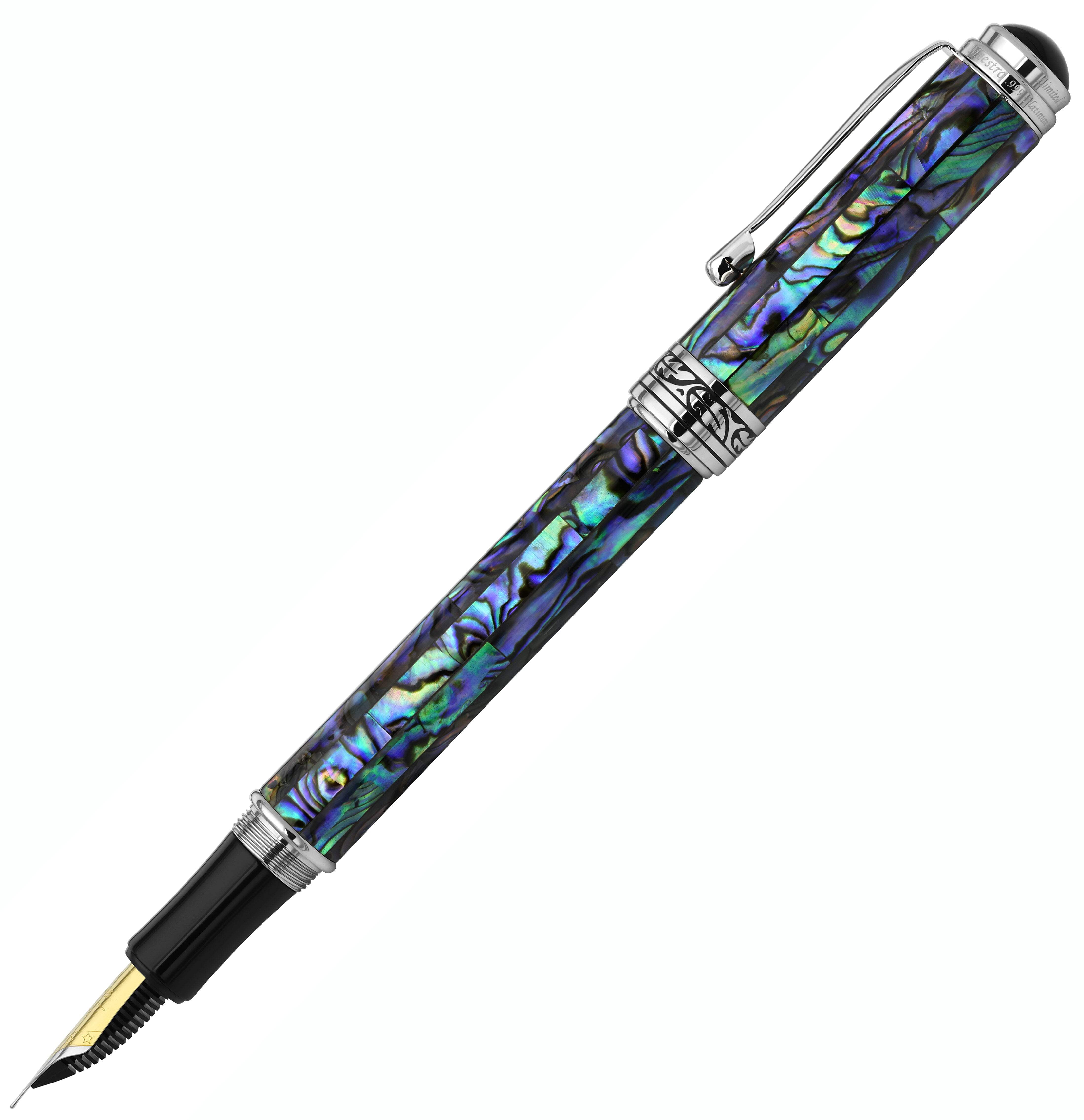Xezo Xezo Maestro® Paua Abalone Sea Shell Fountain Pen (Fine Nib) - Platinum Plated