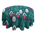 thumbnail image 4 of Dark Teal Christmas Village Pattern Round Tablecloth 60"x60",Wrinkle Wipeable Table Cloth for Kitchen Dining Room Picnic Patio Party, 4 of 6