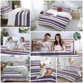 thumbnail image 6 of Purple Grey Striped Bedding 3 Piece Duvet Cover Set Full Size, Modern White Abstract Art Aesthetics Soft Microfiber Comforter Cover with Zipper Closure & Pillowcases, FadeResistant Quilt Cover, 6 of 9