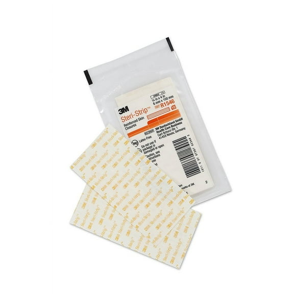 3M Skin & Wound Closure Reinforced Strips R1546 - Sterile Adhesives for Wound & Cuts Healing with Minimal Scarring, Infection Prevention from Suture & Stample Removal - 1/4"x4" - Pack of 1