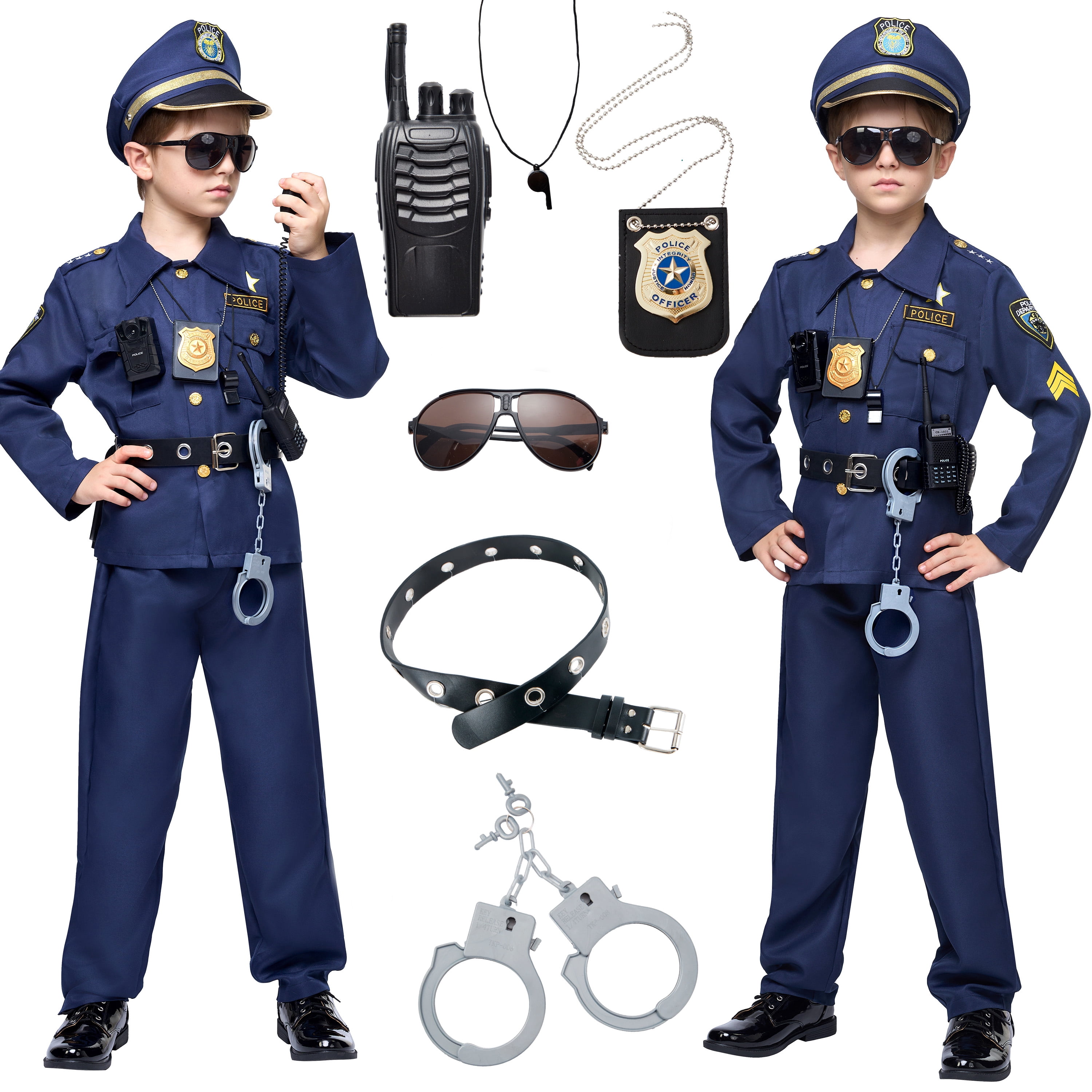 SYNCFUN Police Officer Boys Halloween Costume Set for 8-10 years