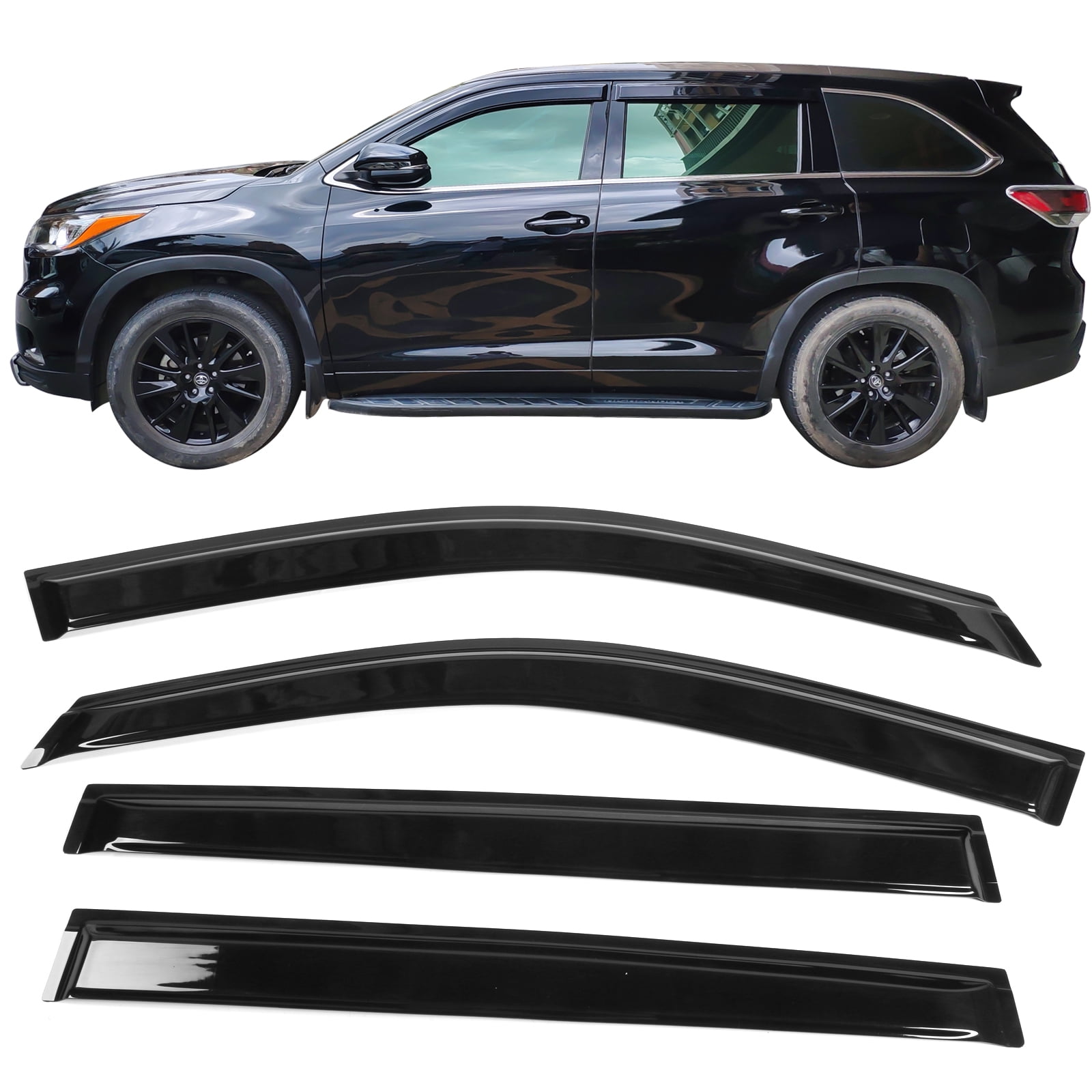 Ikon Motorsports Window Visors Compatible with 14-19 Toyota Highlander Acrylic Vent Windshield Deflector Rain Guard 4Pc