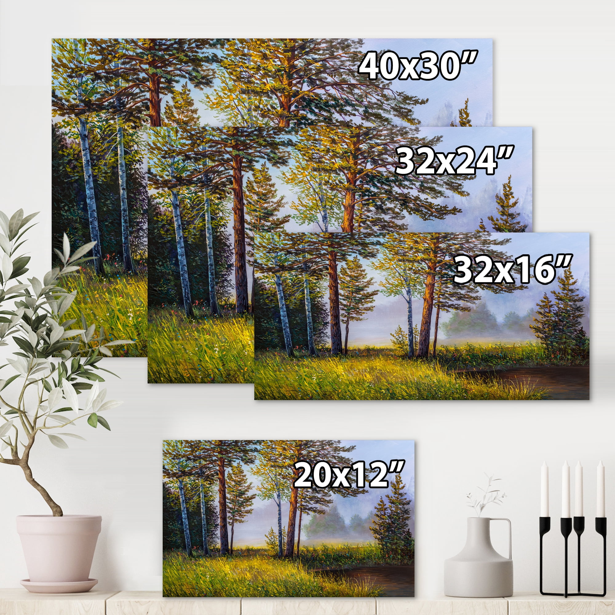 Designart ' Subtle Sunset Light Through The Trees III ' Lake House Canvas Wall Art Print