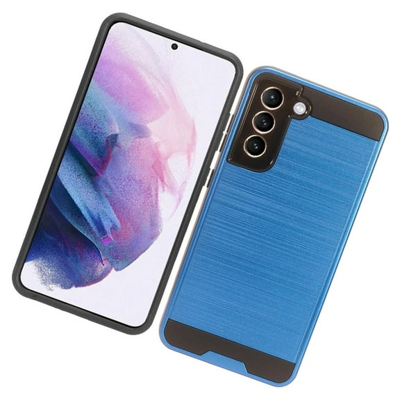 Case for Samsung Galaxy S21 FE Brushed Texture Hybrid Shockproof Dual Layer Hard PC & TPU Armor Rugged Protective Cover for Galaxy 21 Fan Edition by Xcell - Blue