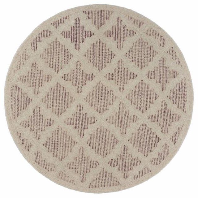 LR Resources SINUO54101ROI40RD Rose Pin Point à la Main Touffeté Zone Ronde Tapis Ivoire et Rose - 4 Pi.