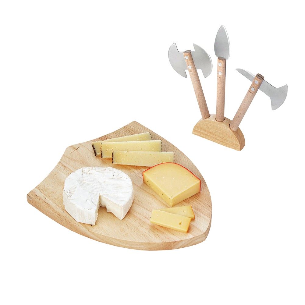 Funny Medieval Cheese Cutting Board Set Beech Wood