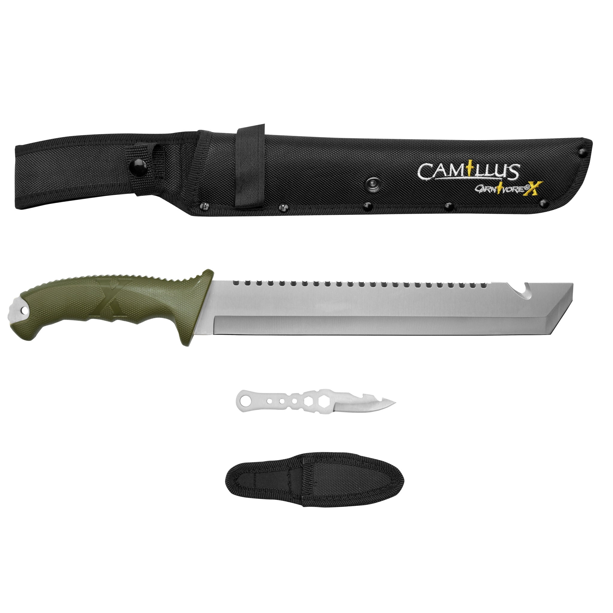 Camillus Carnivore x Machete, 12”, Titanium Bonded, with Sheath, Green