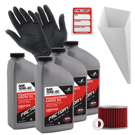 Factory Racing Parts 10W40 4Qt Oil Change Kit Fits Kawasaki ZX600 ZX1000 ZXR1200