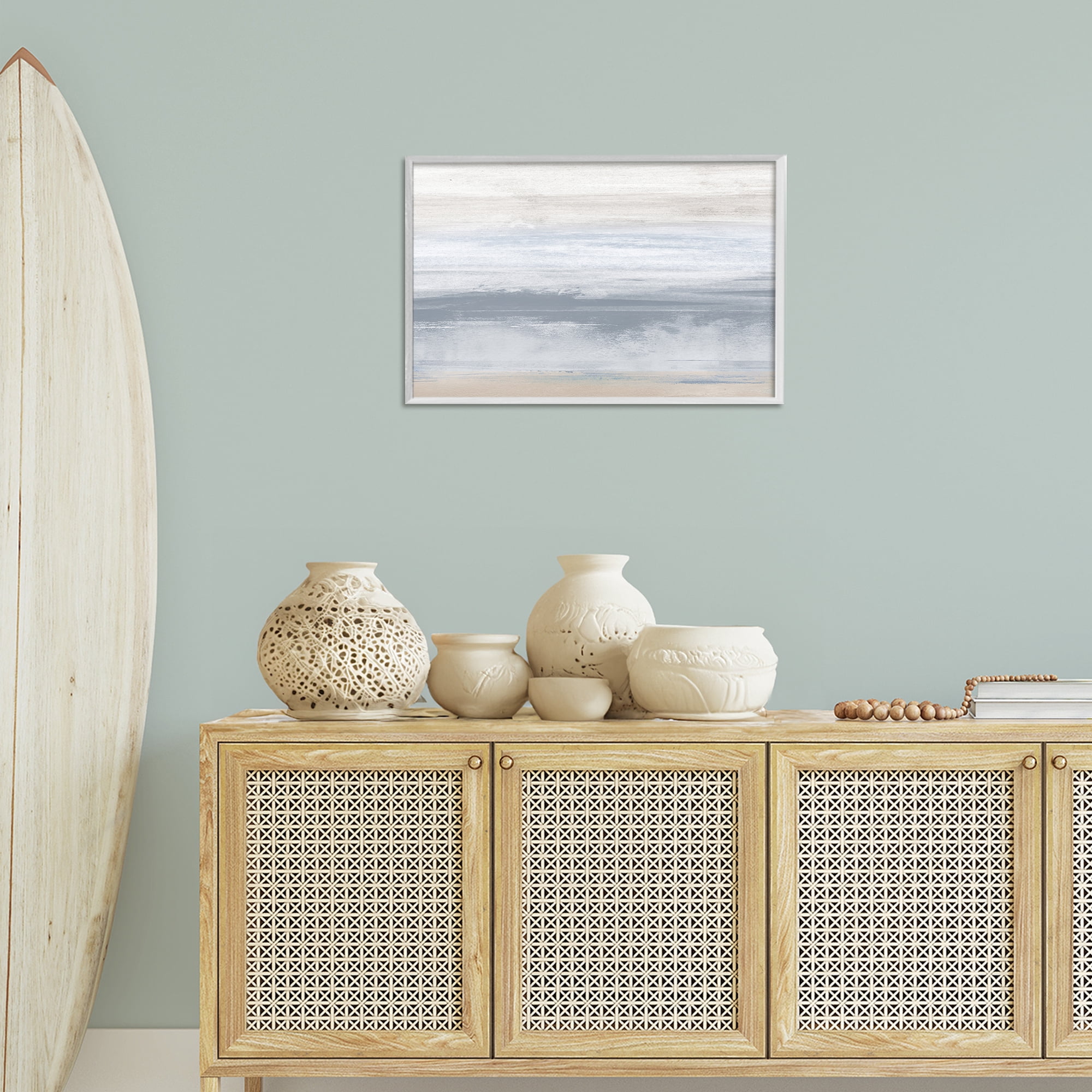 Stupell Industries Serene Blue Feeling Landscape Painting White Framed Art Print Wall Art, 24 x 16
