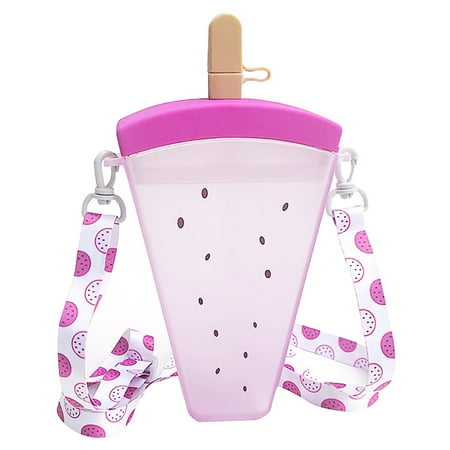 

Niyofa Large Capacity Cute Water Bottle with Strap and Straw Reusable Plastic Juice Drinking Cup Portable Children Water Cup for Home Parties Travel Indoor and Outdoor Use