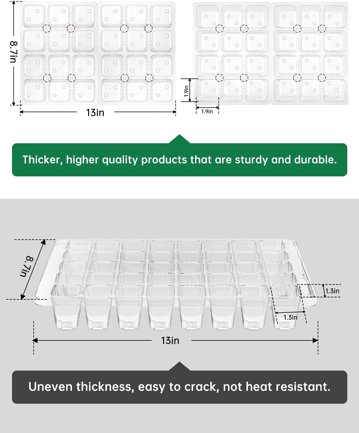 Upgraed Seed Starter Trays, 2 Pack Anti-Overflow Larage Seed Starter Kit with Plant Growing Lamps, Timer Setting & 5 Dimmable Levels