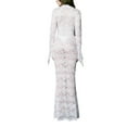 thumbnail image 6 of Women´s Long Fitted Dress Long Sleeve V Neck Evening Dress Lace Floral Party Dress, 6 of 9