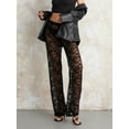 thumbnail image 3 of Douhoow Women Lace See Through Pants Black Sheer Mesh Cover Ups Straight Leg Pants Hollow Out Trousers, 3 of 9