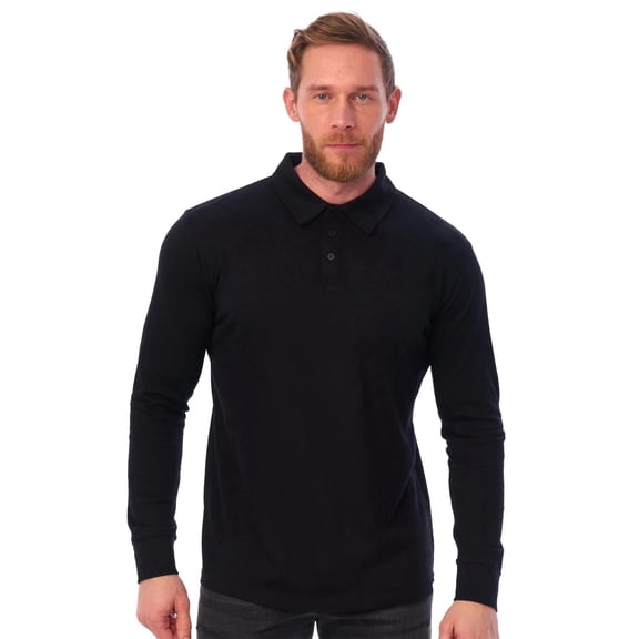 Merino.tech Men’s Short Sleeve Polo Shirt - 𝗘𝘃𝗲𝗿𝘆𝗱𝗮𝘆 Merino Wool Polo, L - Black