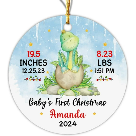 Baby's First Christmas Ornament, Dinosaur Baby 1st Xmas Ornament, Custom Gifts for New Dad Mom, Best Gift for Boy Girl Kids, Newborn Dinosaur Ornament, Personalized Hanging Tree Xmas Decor ZxyUdC