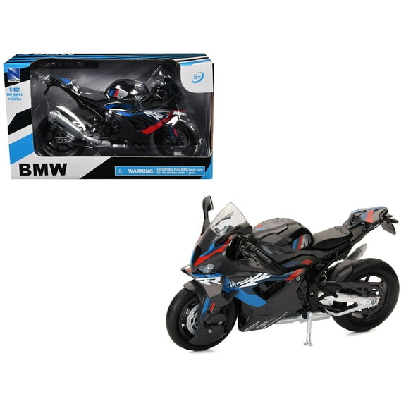BMW M 1000 RR Motorcycle Black with Red and Blue Stripes 1/12 Diecast Model by New Ray