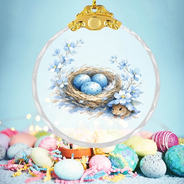 Colgante de Pascua Dorado 2D Plano para Decoración de Fiestas, Colgante de Cristal, Relleno de Cesta de Pascua, Regalo para Niños