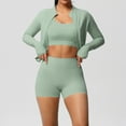 thumbnail image 2 of DHFJKG 3 Piece Workout Sets For Women Yoga Sports Bra High Waisted Shorts Athletic Jacket Casual Running Fitness Yoga Wear Versatile Outfit, 2 of 3