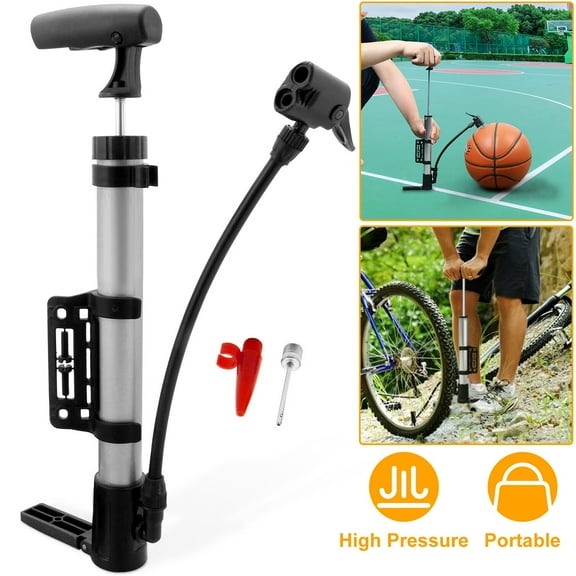 Moclever Portable Bike Tire Pump, 0.34lbs Bicycle Tire Inflator 116PSI Hand Pump for Bike, Leak-Proof Basketball Pump with Mount Frame for Mountain Road Bike, 12.2x2.76x1.38in