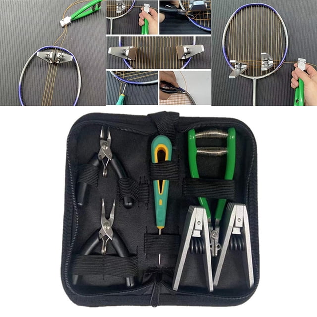 de herramientas de abrazadera de encordado de arranque, alicates de cuerda, larguero resorte, pinzas de sujeción, punzón para raqueta Baoblaze Abrazadera de encordado inicial