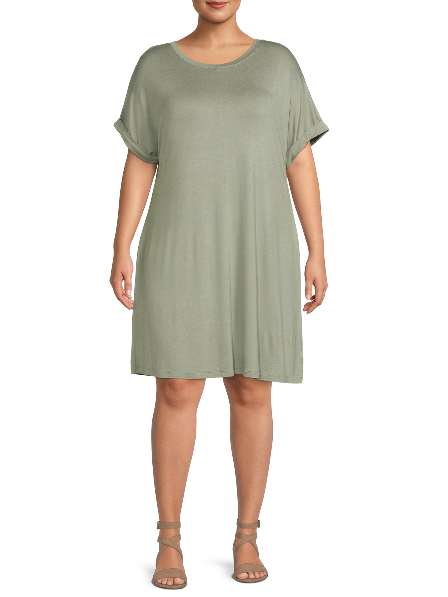 plus size green t shirt dress