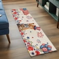 thumbnail image 3 of Independence Day 2'x6' Runner Rugs for Hallway Kitchen Bedside Non Slip Washable, Cat Patriotic Flag Firework Flowers Entryway Rug Runners with Rubber Backing, Long Carpet Runner for Laundry Room, 3 of 8