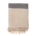 thumbnail image 2 of Soft Cotton Blend Knit Throw with Fringe, Grey and Cream, 2 of 5